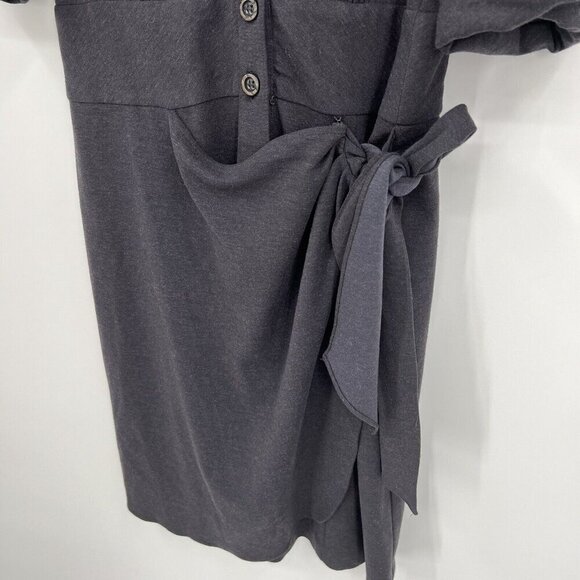 Nanette Lepore Gray Wool Blend Wrap Dress 12 Career Office Work Classic Preppy - Picture 2 of 6